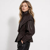 Valentina Moreau | Veste à basque en similicuir de luxe pour femme