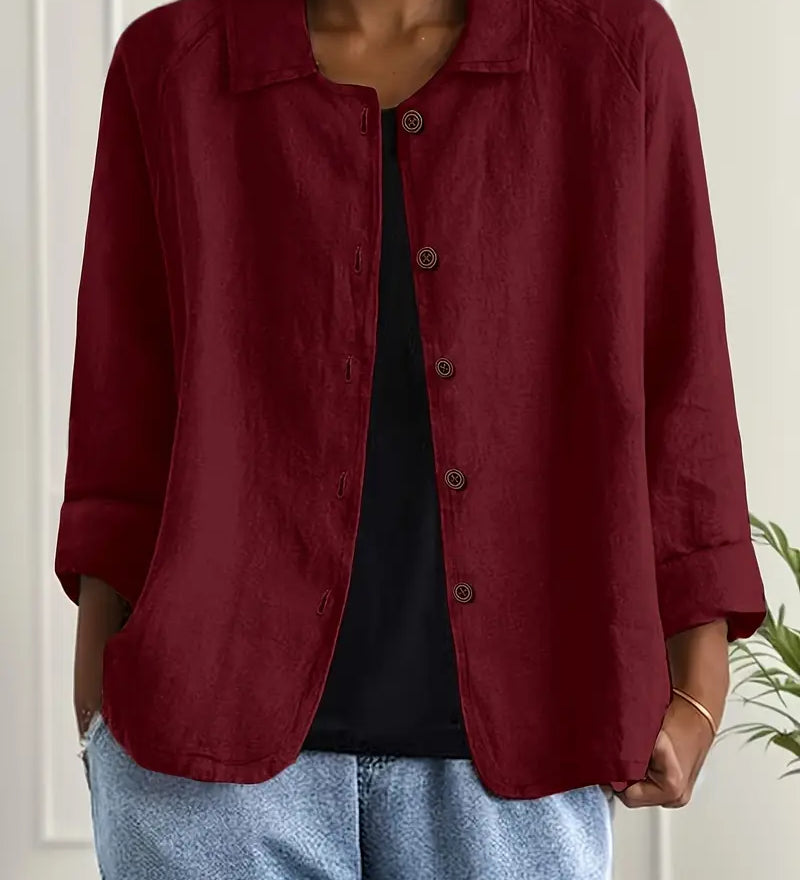 Amélie Rousseau | Veste en lin boutonnée Sky Breeze à l'élégance décontractée pour femme