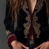 Blazer vintage en velours brodé style baroque