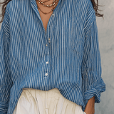Chemise bohème à rayures bleues effet aérien