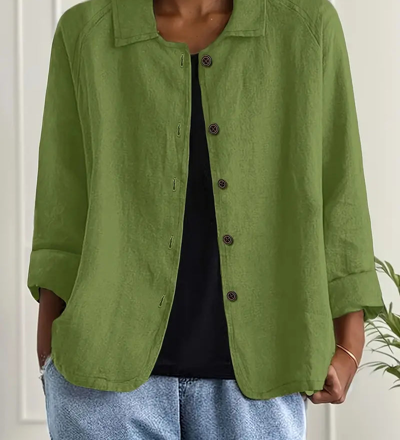 Amélie Rousseau | Veste en lin boutonnée Sky Breeze à l'élégance décontractée pour femme