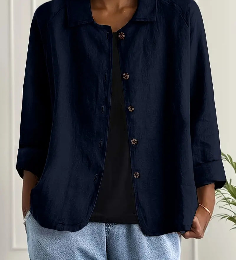 Amélie Rousseau | Veste en lin boutonnée Sky Breeze à l'élégance décontractée pour femme
