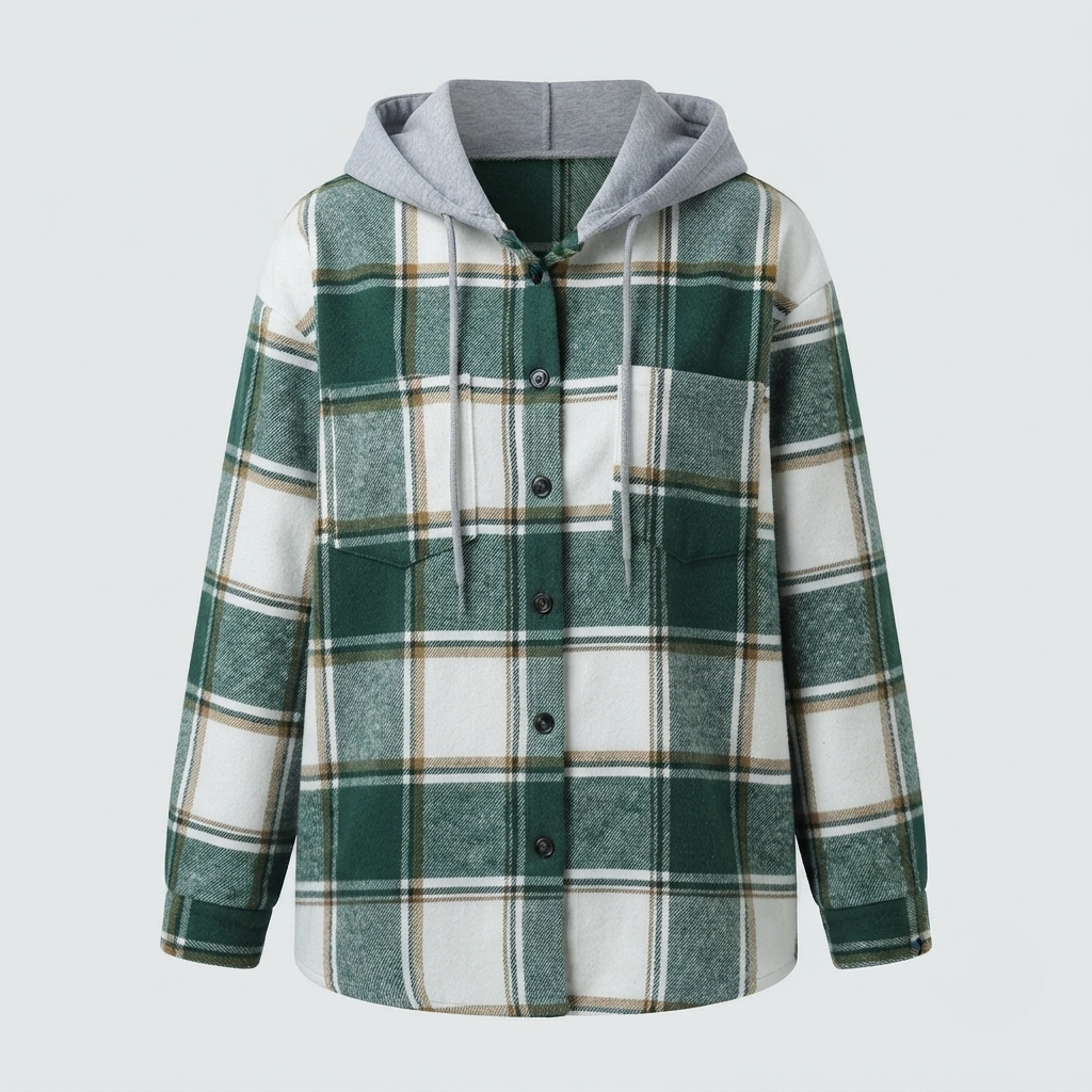 Grace Sutton | Surchemise à capuche en flanelle à carreaux pour femme