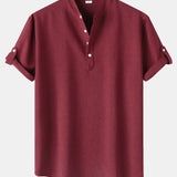 Chemise Henley à manches courtes en lin