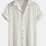 Chemise cubaine en jacquard géométrique