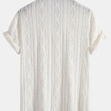 Chemise cubaine en jacquard géométrique