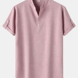 Chemise Henley à manches courtes en lin