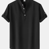 Chemise Henley à manches courtes en lin