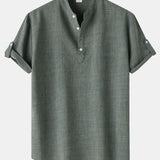Chemise Henley à manches courtes en lin
