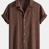 Chemise cubaine en jacquard géométrique