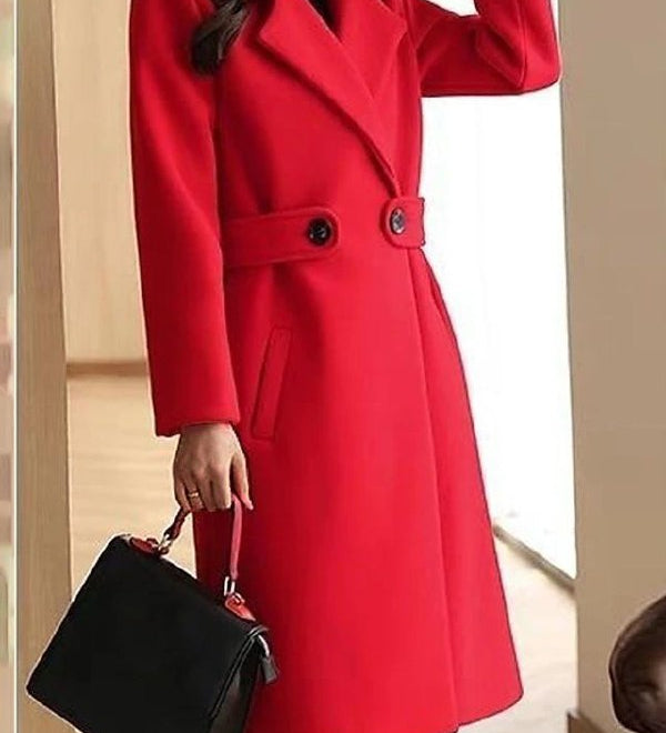 Elena Whitmore | Long manteau en laine ceinturé pour femme