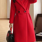 Elena Whitmore | Long manteau en laine ceinturé pour femme