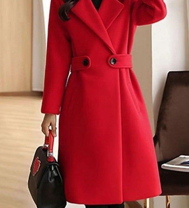 Elena Whitmore | Long manteau en laine ceinturé pour femme
