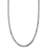 Collier chaîne à maillons gourmette plats | Or blanc
